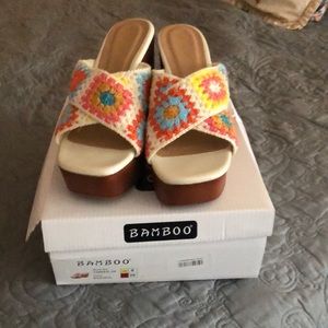 BNWB Bamboo Crochet slide on sandals. Size 9